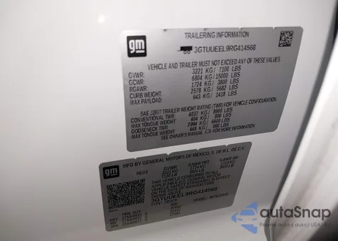 2024 GMC Sierra 1500 4Wd Short Box At4 z USA, uszkodzony, nr VIN 3GTUUEEL9RG414568